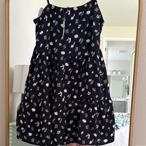 LOFT Dark Blue and White Patterned Dress